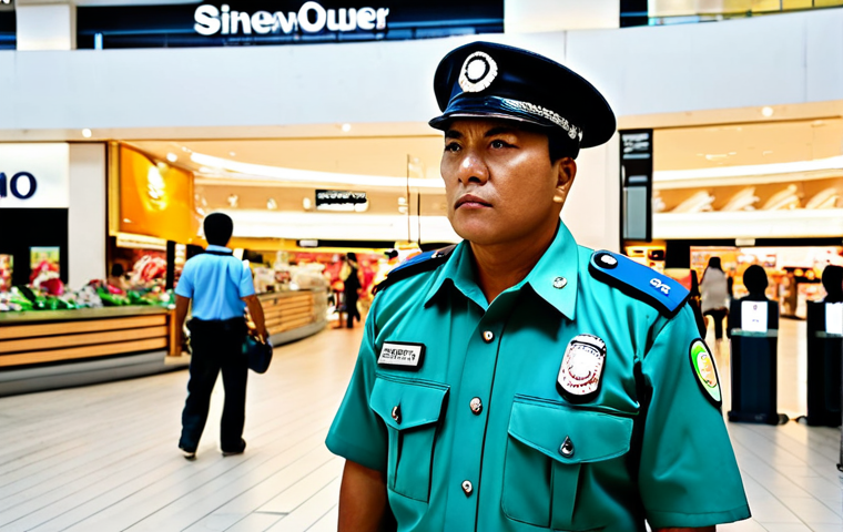 **

"A confident and capable 경비지도사 (security supervisor) in Brazil, fully clothed in a professional uniform, patrolling a modern shopping center. Background includes diverse shoppers and well-lit storefronts. The supervisor is attentively observing the surroundings. Safe for work, appropriate content, professional, perfect anatomy, correct proportions, well-formed hands, natural pose, high quality."

**
