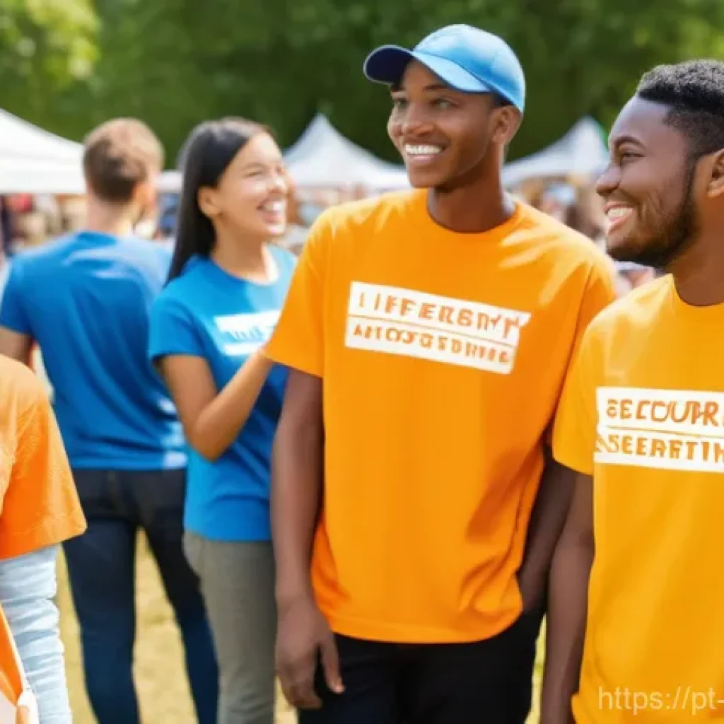 경비지도사 실무 경험 쌓는 방법 - **Prompt: Volunteering at a Community Event**
A wide-angle, realistic photo of a diverse group o...