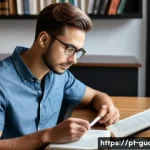 경비지도사 시험 중 필수 암기 사항 - **Prompt:** A focused young adult, either male or female, diligently studying a large book titled "L...