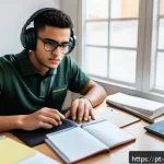 Home 18 경비지도사 시험 합격을 위한 체크리스트 - A focused study environment for a security guard exam preparation, featuring a tidy desk with organi...